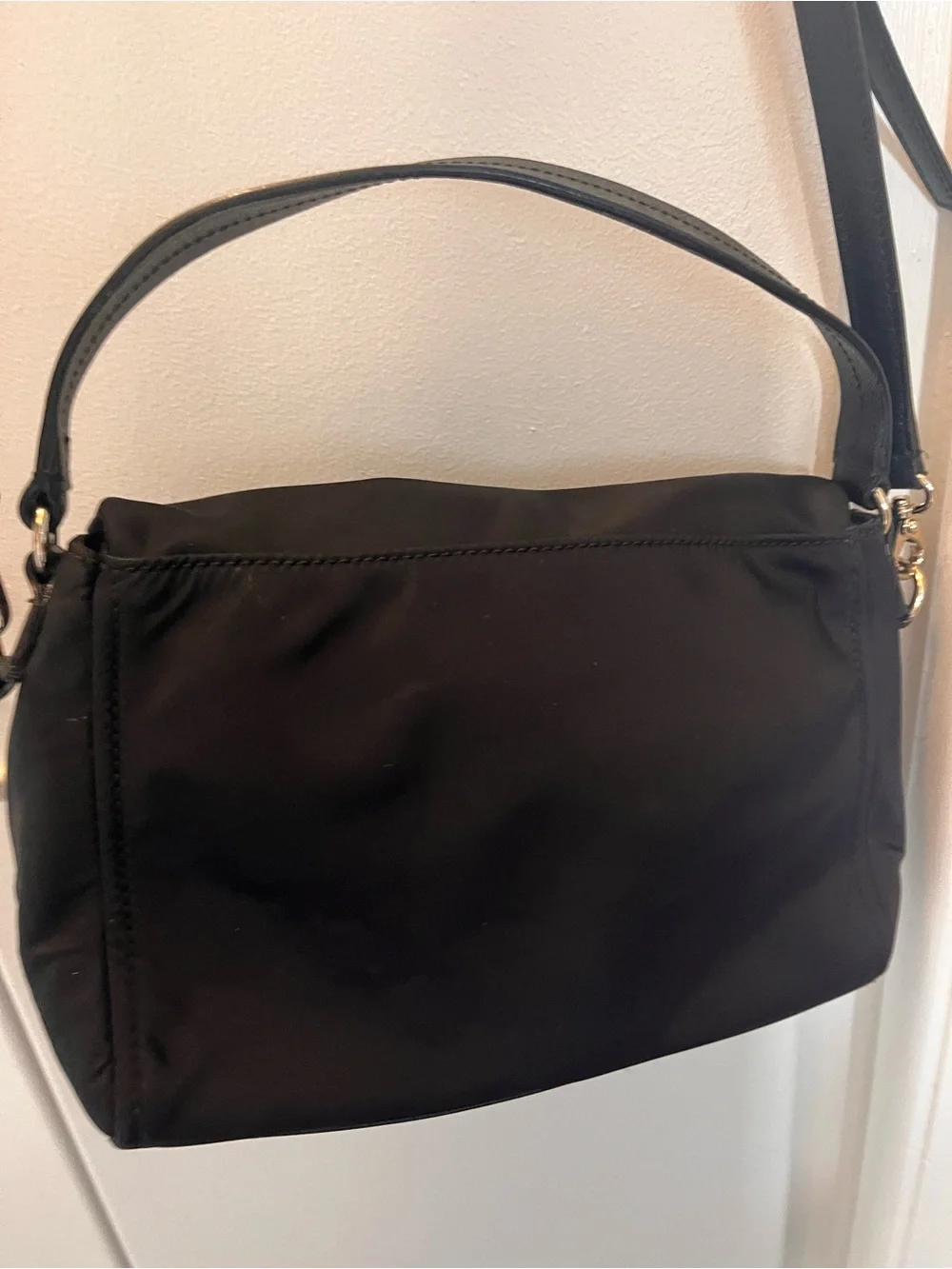 kate spade Black Nylon Shoulder Bag with Front Zip